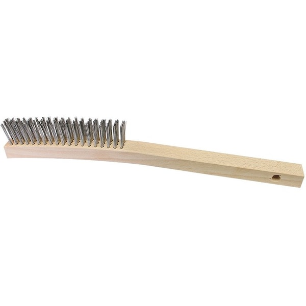 The Brush Man Scratch Brush, 14 in X 1 in Wood Block, Stainless Steel Fill, 12PK WS883SS - main